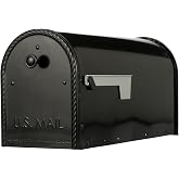 Architectural Mailboxes Edwards Post Mount Mailbox, Black, Large | Galvanized steel build for outside with rust-resistant powder-coat finish and a magnetic door closure. USPS approved.