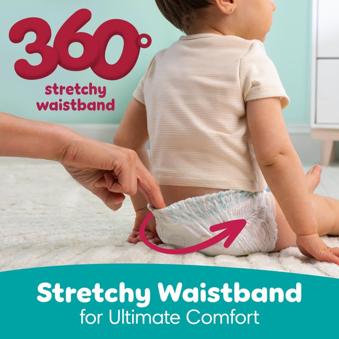 Pampers Diapers - Swaddlers 360° - Size 5, 116 Count, up to 100% Leakproof Comfy Dry Fit, Designed for Easy Changes, Pull On Baby Diaper (Packaging May Vary)