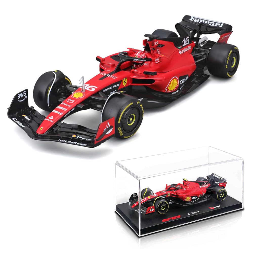Bburago Formula 1 F1 FERRARI SF-23 LECLERC WITH HELMET (2023) - 1:24 Scale - Incredibly Detailed Die-Cast Replica Collectible Model Race Car
