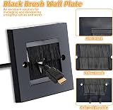 ADERTOS 3 Pack Brush Wall Plate Cable Passthrough Black Wall Plate view 3
