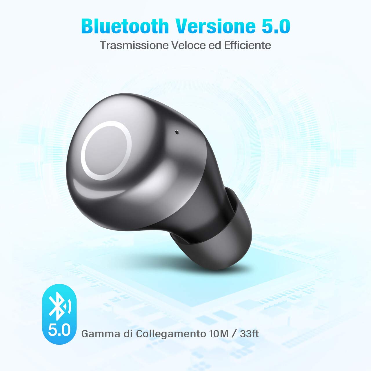 POWERADD Cuffie Bluetooth - Cuffie Bluetooth Senza Fili - Auricolare Bluetooth Wireless HD Stereo Con Display LCD - Compatto - Portatile e IPX7 Alta Impermeabile Perfetto per iOS Android