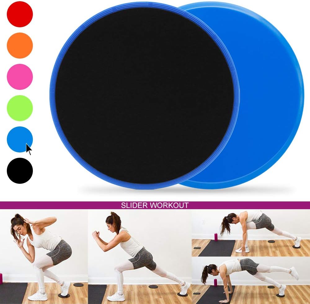 KLOLKUTTA Exercise Core Sliders, 2 Dual Sided Gliding Discs Strength Fitness Sliders Work Smoothly for Carpet and Hard Floors