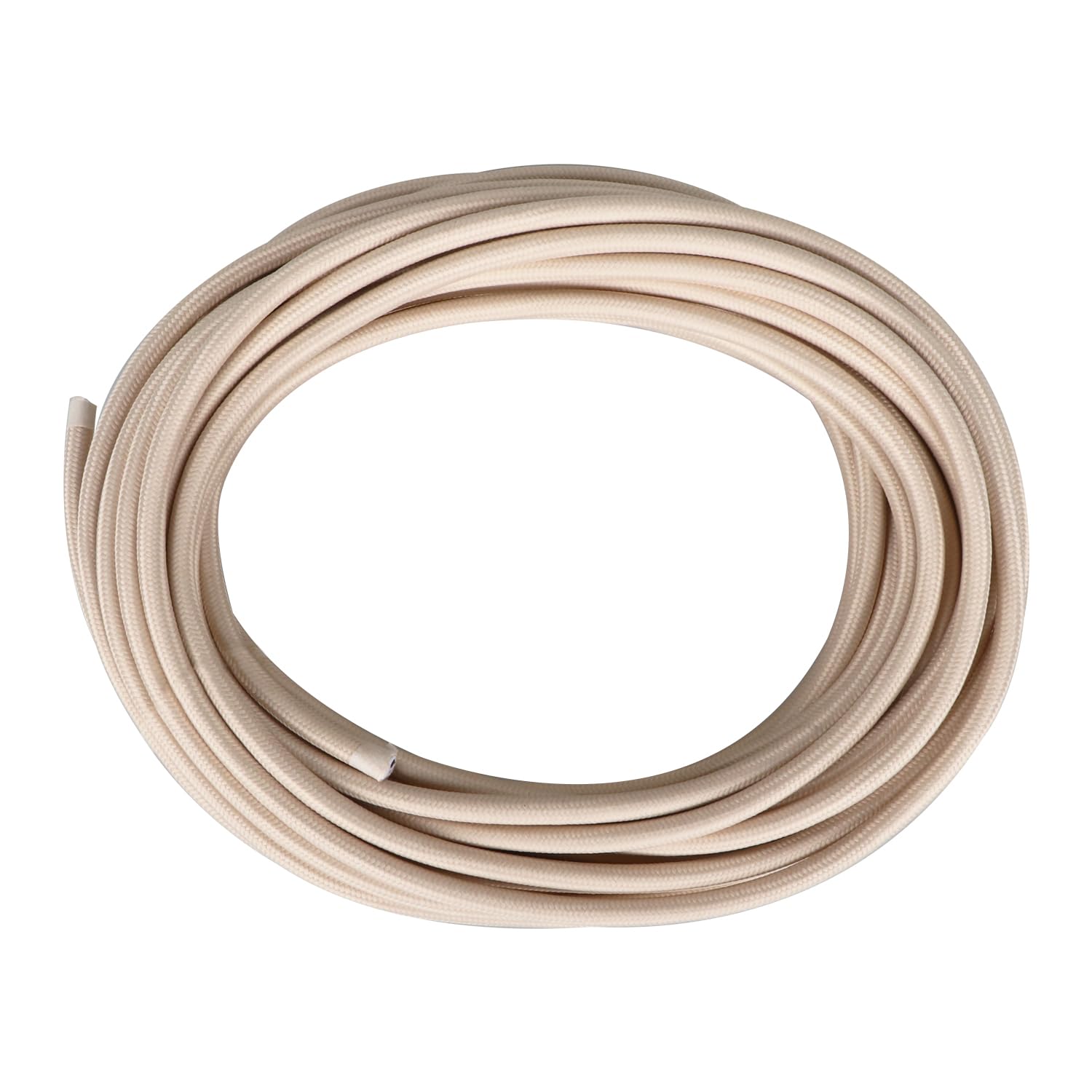 Helunsi 10 Meters / 32.8FT Electrical Cable Wire, Ivory 3 Core 0.75mm² Round Fabric Cable, Vintage Flex Cloth Braided Wire for DIY Lamps Industrial Pendant Lights Flexible Lighting Project - 10m