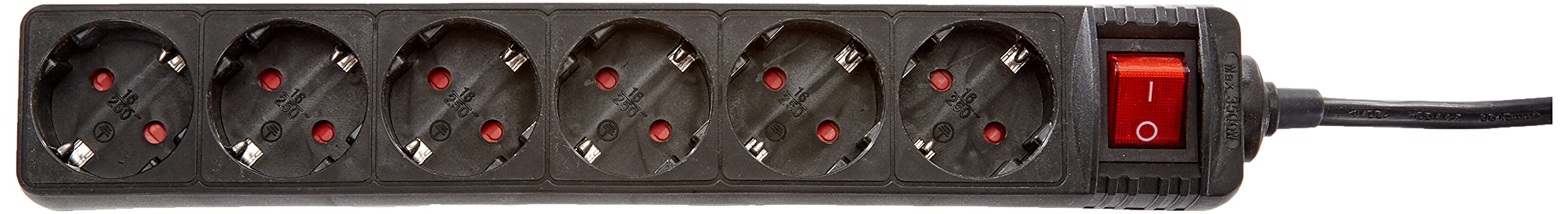 Kopp 120915006 6-fach Steckdosenleiste mit beleuchtetem Schalter Standard, schwarz