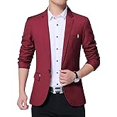 DAVID.ANN Men's Fit Casual One Button Blazer Jacket