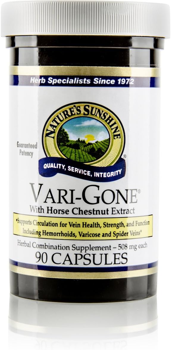 Nature's Sunshine Vari-Gone, 90 Capsules | Varicose Vein Supplements with 7 Powerful Herbs and Nutrients That Support Circulation for Vein Health, Strength, and Function