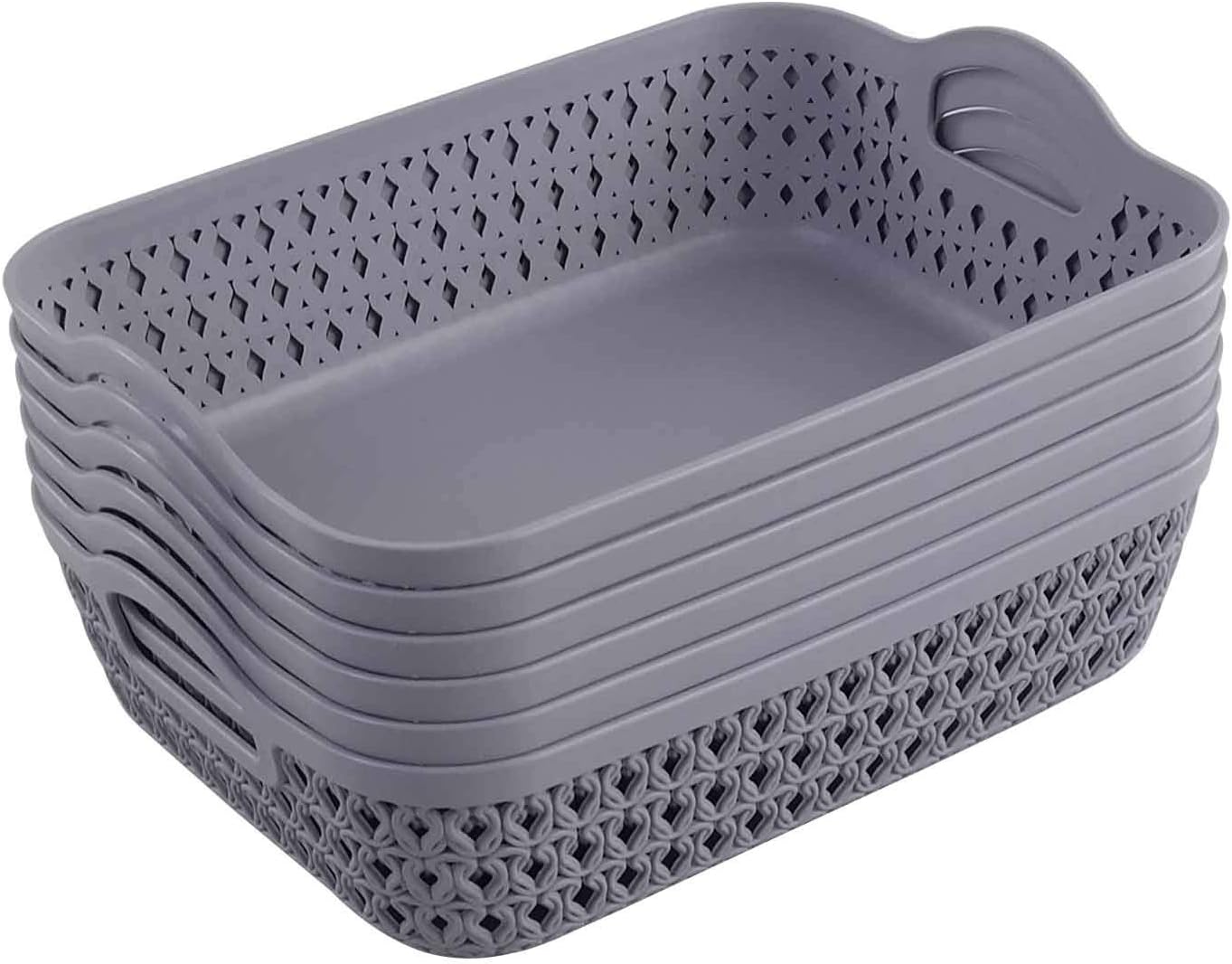 Ortodayes Grey Storage Baskets, Plastic Basket Trays, Set