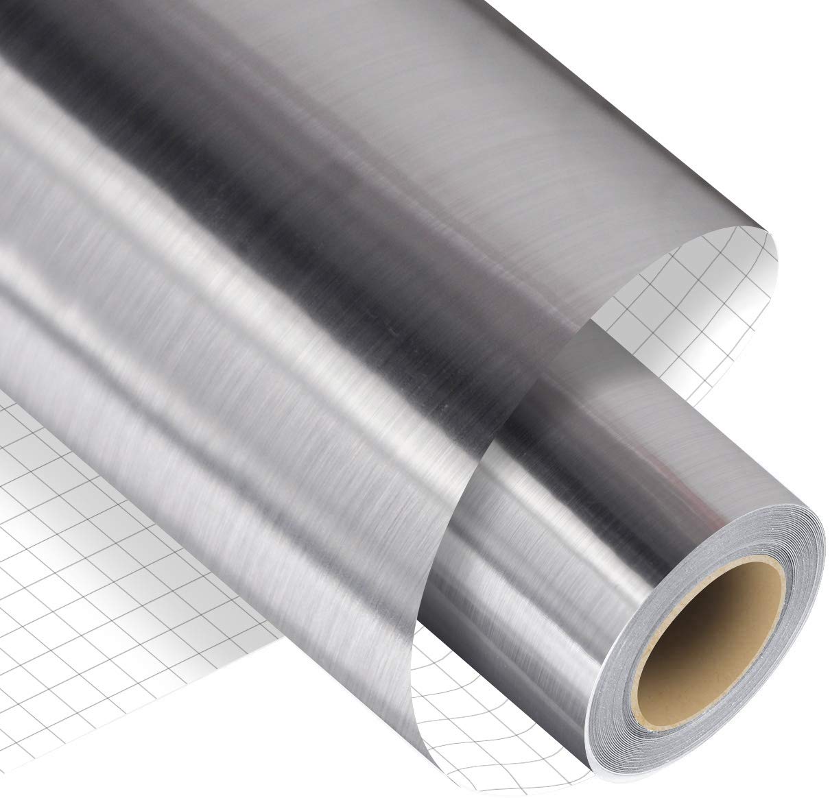 Madlie Brushed Silver Permanent Adhesive Vinyl Roll