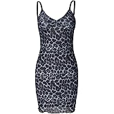 LEOROO Summer Mini Dress for Women Elegant V Neck Spaghetti Strap Short Bodycon Party Dress Vacation Wear