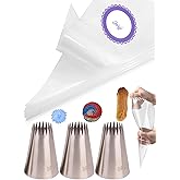 Churro Piping Tips and Bags Set,Extra Large Piping Tips 9FT for Eclair ⋆ with Disposable Pastry Bags,23 Pcs