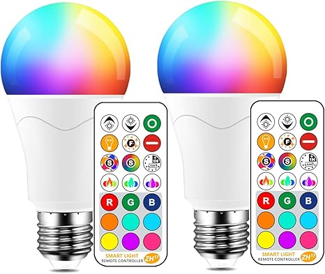 bombilla led equivalente a 85 w bombillas cambiantes de color con control remoto rgb 6 modos sincronizacion base de rosca regulable e26 paquete de