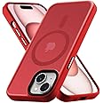 Tigowos for iPhone 15 case Fits MagSafe 10FT Drop Resistant Matte Skin Feeling Shockproof Back Cover Fits iPhone 15 Phone Cases, Red