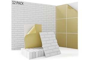 EVENRISING 12 pack Acoustic Panels With Self-Adhesive, 16"X 12"X 0.4"Sound Proof Foam Panels, High Density Sound Panels, Soundproof Wall Panels for Home Studio Office(Brick, White)