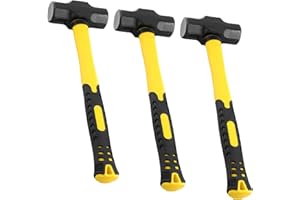 MAHIONG 3 PCS 2lbs Sledge Hammers with Shock Absorption Handles, Solid Steel Heads, High Impact Tool Hammers for Dismantling, Fixing, Knocking