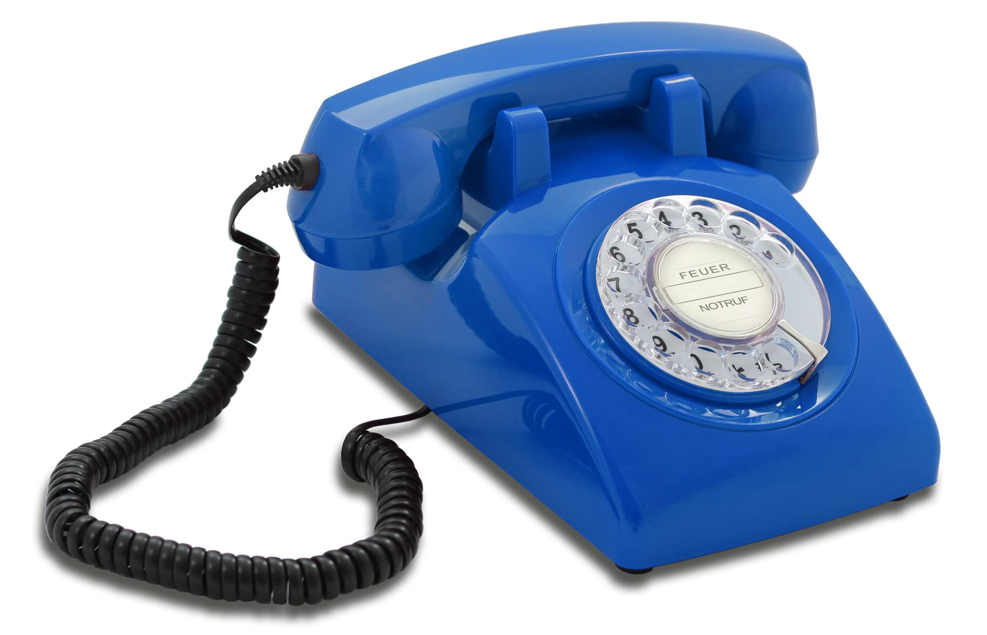 OPIS 60s CABLE with classic white German Post rotary dial inlay: designer retro phone/rotary dial telephone/retro style phone/vintage telephone/classic desk phone with rotary dialler (blue)