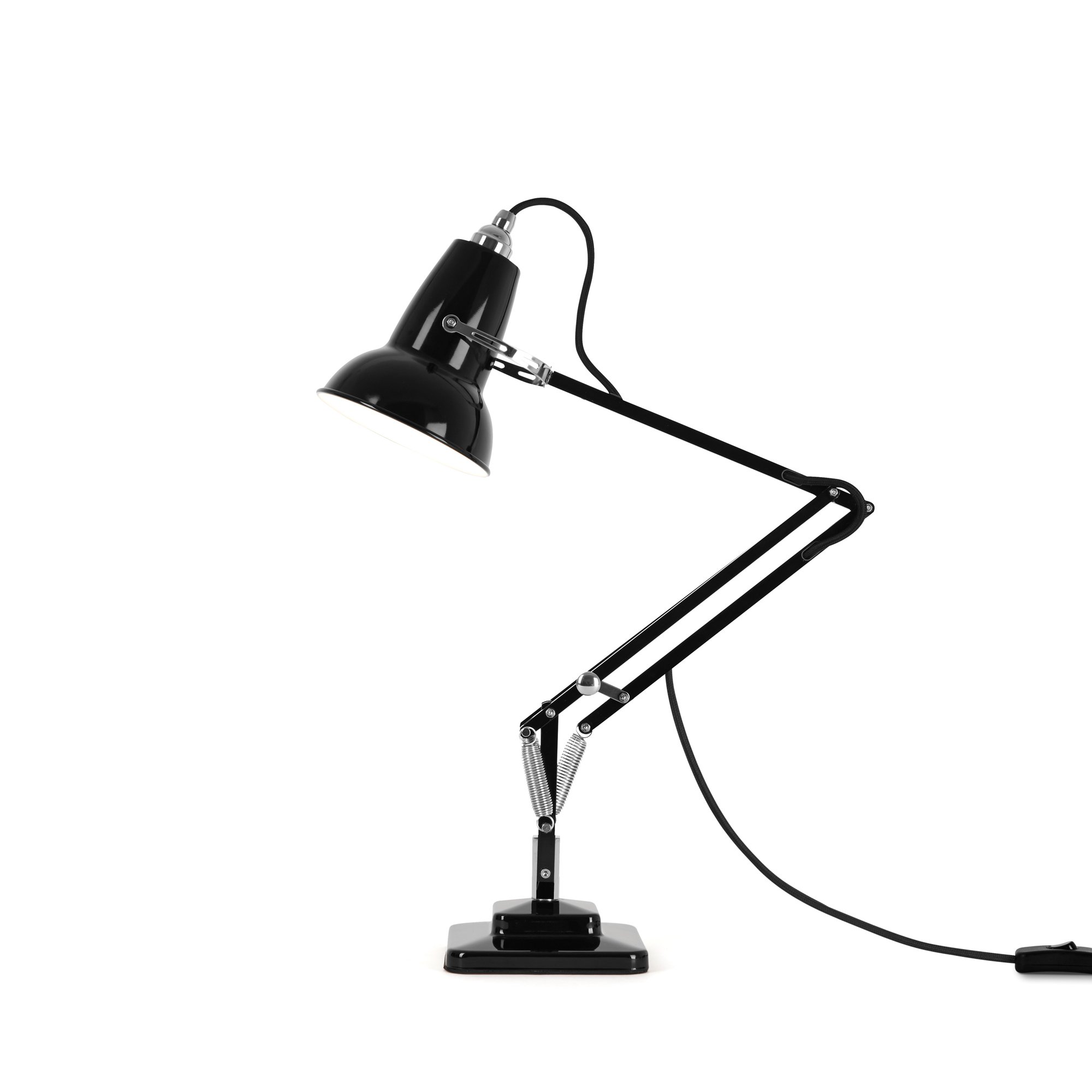 ANGLEPOISE Original 1227 Mini Table Lamp, Jet Black, Ideal Desk or Bedside Lamp, Flexible Arm, Gloss Paint Finish with Steel Shade, Cast Iron Base with Steel Cover, Chrome Plated Fittings, LED Bulb