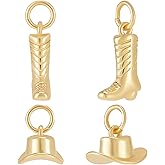 Beebeecraft 8Pcs 2 Style Western Cowboy Charms Vintage Boot and Hat Pendant Charms for Jewerly Making Bracelet Earring