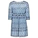 Destinas Women's 3/4 Sleeve Geometric Floral Print Tunic Blouse Tops Shirts (2XL, Blue)