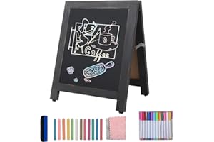 DOCMON Chalkboard Signs Tabletop,10" x 14" Rustic A-Frame Chalkboard, Free Standing Chalk Board Easel, Sandwich Menu Display Board Table Signs for Bar, Restaurant, Business or Wedding- Black