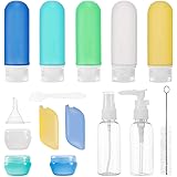 Beveetio 17 Pack Travel Bottles TSA Approved, 3OZ Leakproof Silicone Refillable Travel Size Containers for Toiletries, BPA Fr