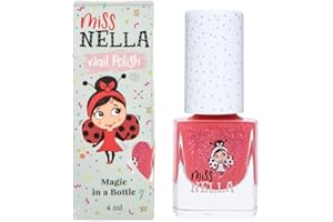 MISS NELLA SUGAR HUGS – Safe Special Pink Glitter Nail Polish for Kids, Non-Toxic & Odor Free Formula for Children and Toddlers, Natural Water Based for Easy Peel Off