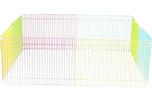 Emours Portable Small Animal Play Pen Rabbit Cages for Outdoor Indoor DIY Pet Fence for Bunny, Hamster, Guinea Pig,Puppy, Kitties, Corner Enclosed Play Cage, Multi-Color