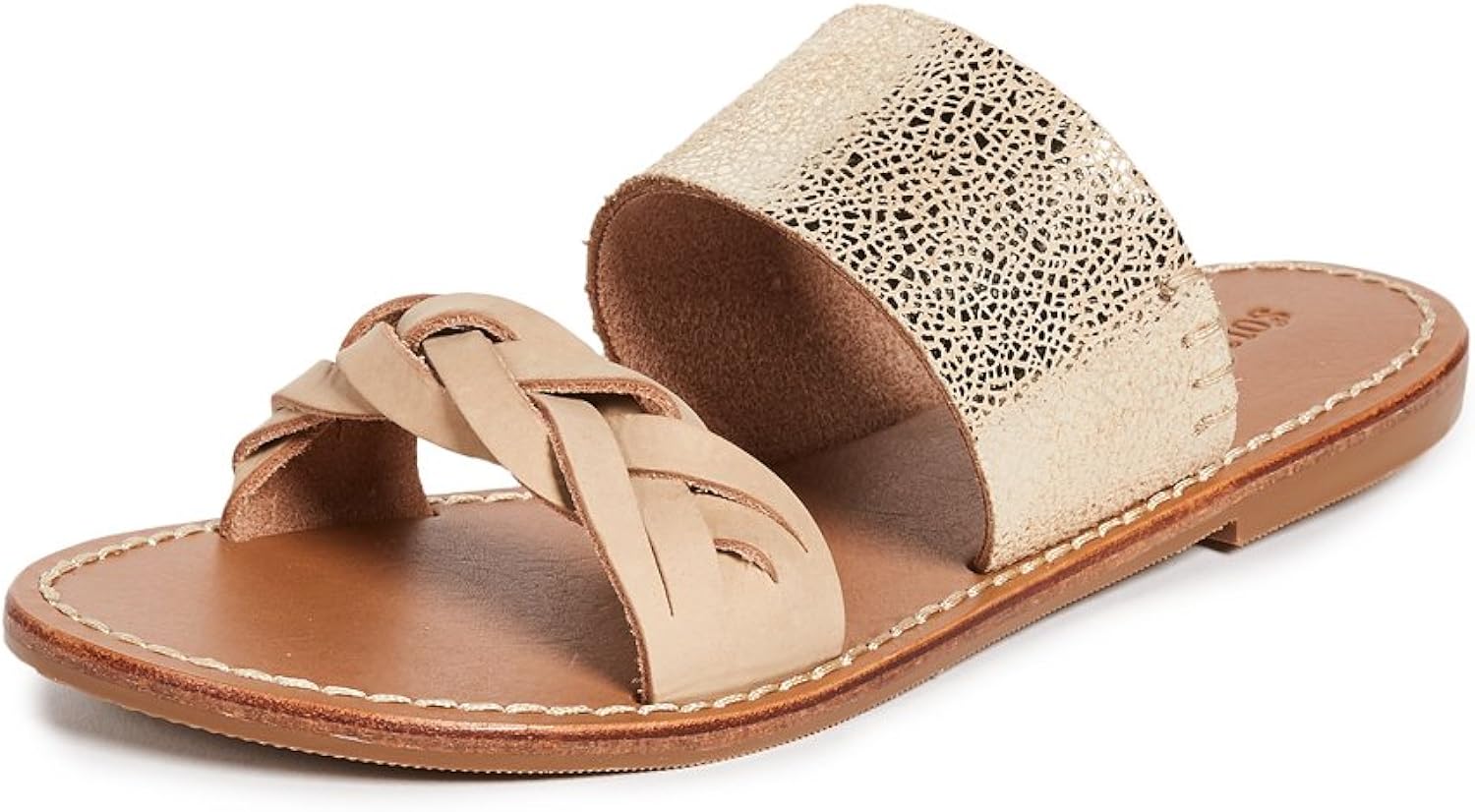 soludos metallic braided slide sandal