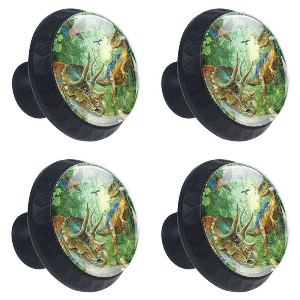 Jungle Dinosaur Drawer Knob Pull Handle Cupboard Knobs with Screws 4pcs