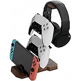 CUIWHRL Gaming Controller Holder Wood Headphone Stand for Desk Gaming Equipment Desk Accessories Controller Stand Compatible with Xbox PS5 PlayStation 5 Nintendo Switch Headset Holder