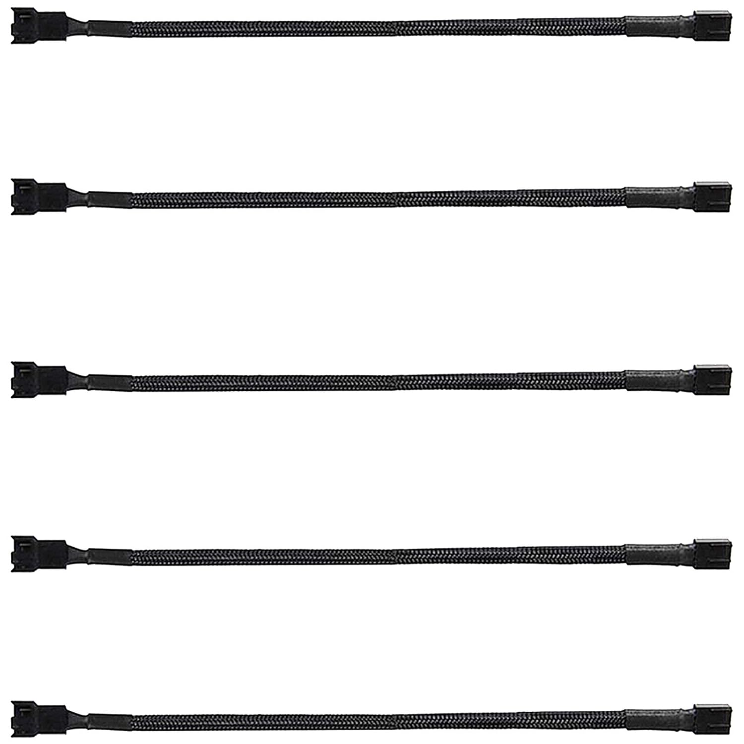 ThreeBulls 5 Pack 4-Pin PWM Fan Splitter Cable, Sleeved Braided Adapter for PC ATX Case 4-Pin/3-Pin Cooling Fan Cable (10.6")