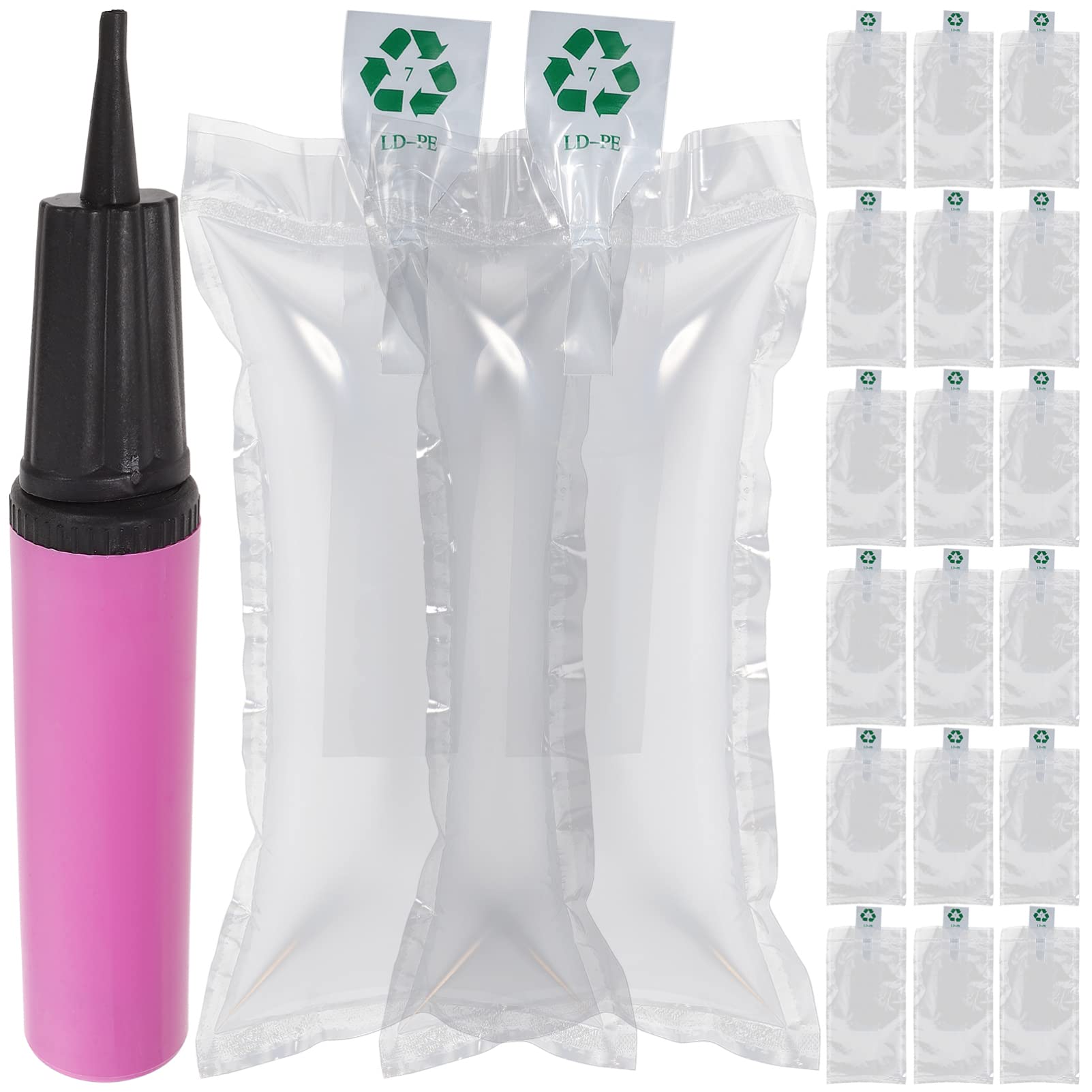 50PCS Air Cushion with Pump (Random Color) Inflatable Air Pillows Air Shockproof Air Cushion Film Blocking Wrap Bag for Mailing Shipping Packaging 10x20CM