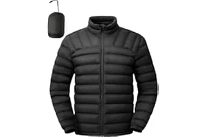 TBMPOY Men's Lightweight Packable Puffer Winter Jackets Puffy Water-Resistant Bubble Insulated Coat for Travel Ski Hiking