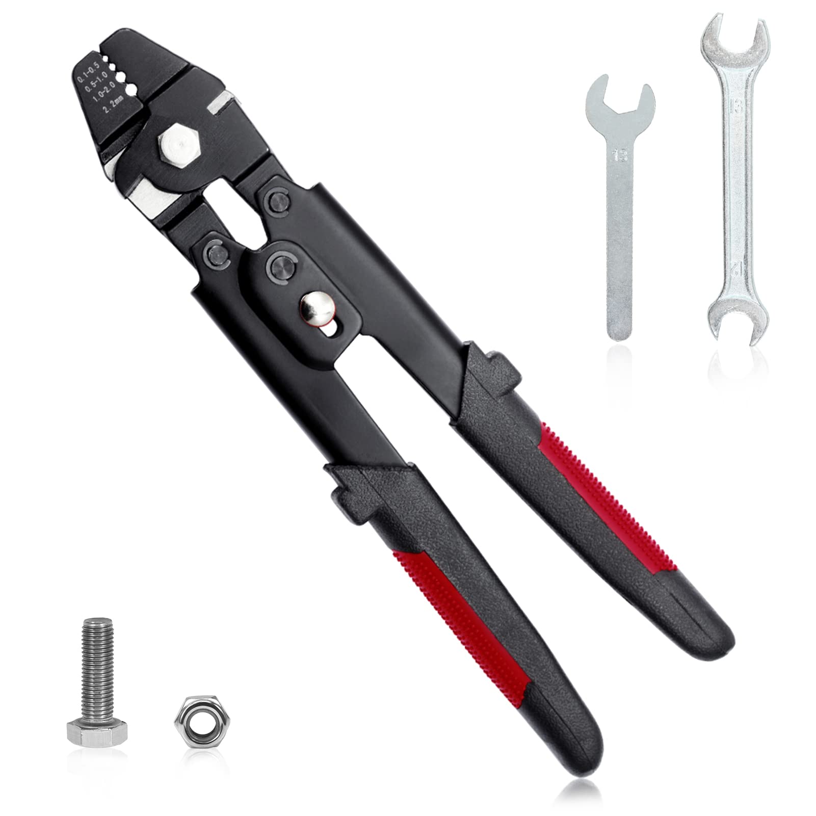 SPEEDWOX 10" Fishing Crimping Pliers Steel Wire Rope Crimping Tool with Cutter Wire Crimper Tool Fishing Crimping Tool for Small Fishing Line Aluminum Sleeves(0.1mm-2.2mm)