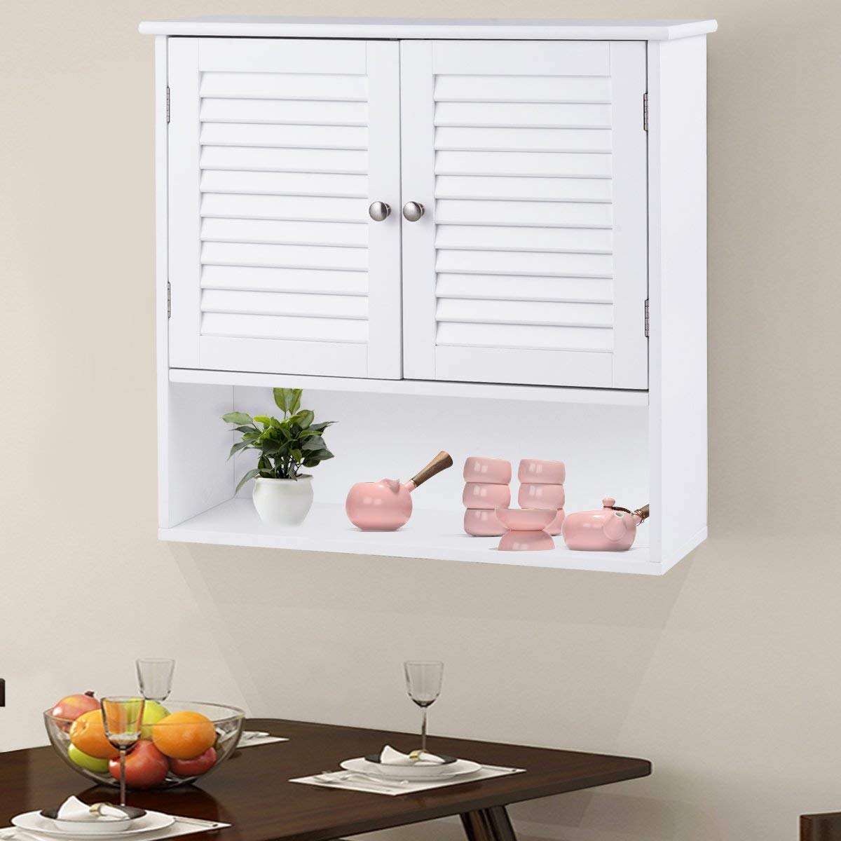 Tangkula Wall Hanging Bathroom Medicine with Double