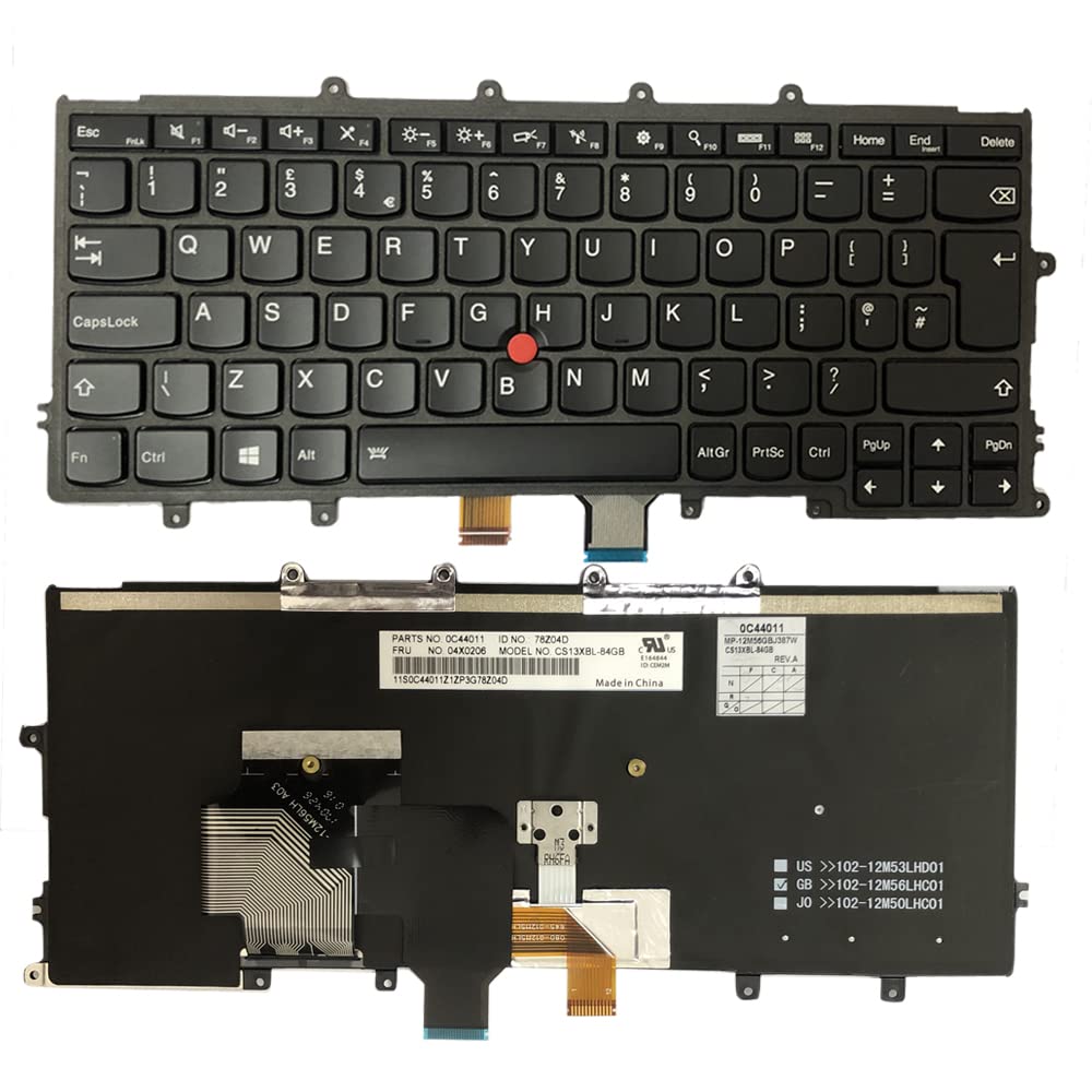 Gintai Keyboard UK Layout for Lenovo ThinkPad X230S, X240, X240S, X250, X260, X270, A275 04X0206 04X0244 04Y0929 04Y0967 0C44011 0C44049 01AV520 01AV560 78Z04D SN20K79583 CS13XBL-84G Keyboard Backlit