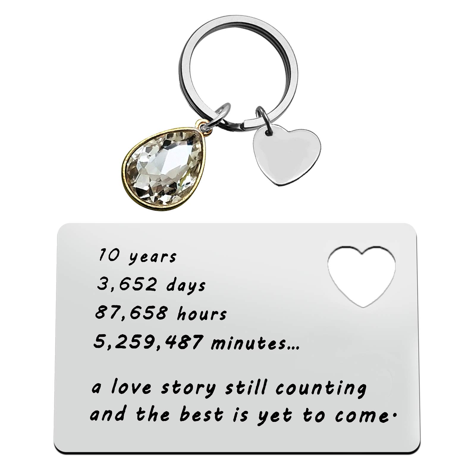 10 Years Anniversary Wallet Card Gift Couple Anniversary Wedding Gift for Husband Wife Love Story Still Counting Keyring Valentines Day Birthday Gifts Anniversary Card Gift for Deployment Him Men Her
