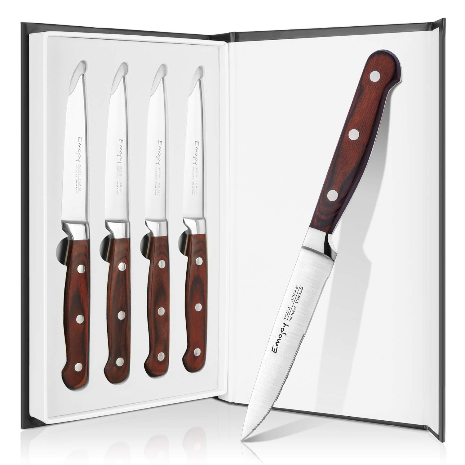 Steak knives, Emojoy Steak knife set, Stainless Steel Steak Knives