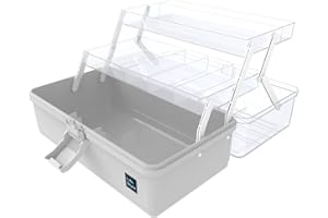 Anbestor 13” Three Layers Plastic Portable Storage Box, Multipurpose Organizer and Storage Case for Art Craft and Cosmetic, Portable Handled Storage Box for Home, School, Office