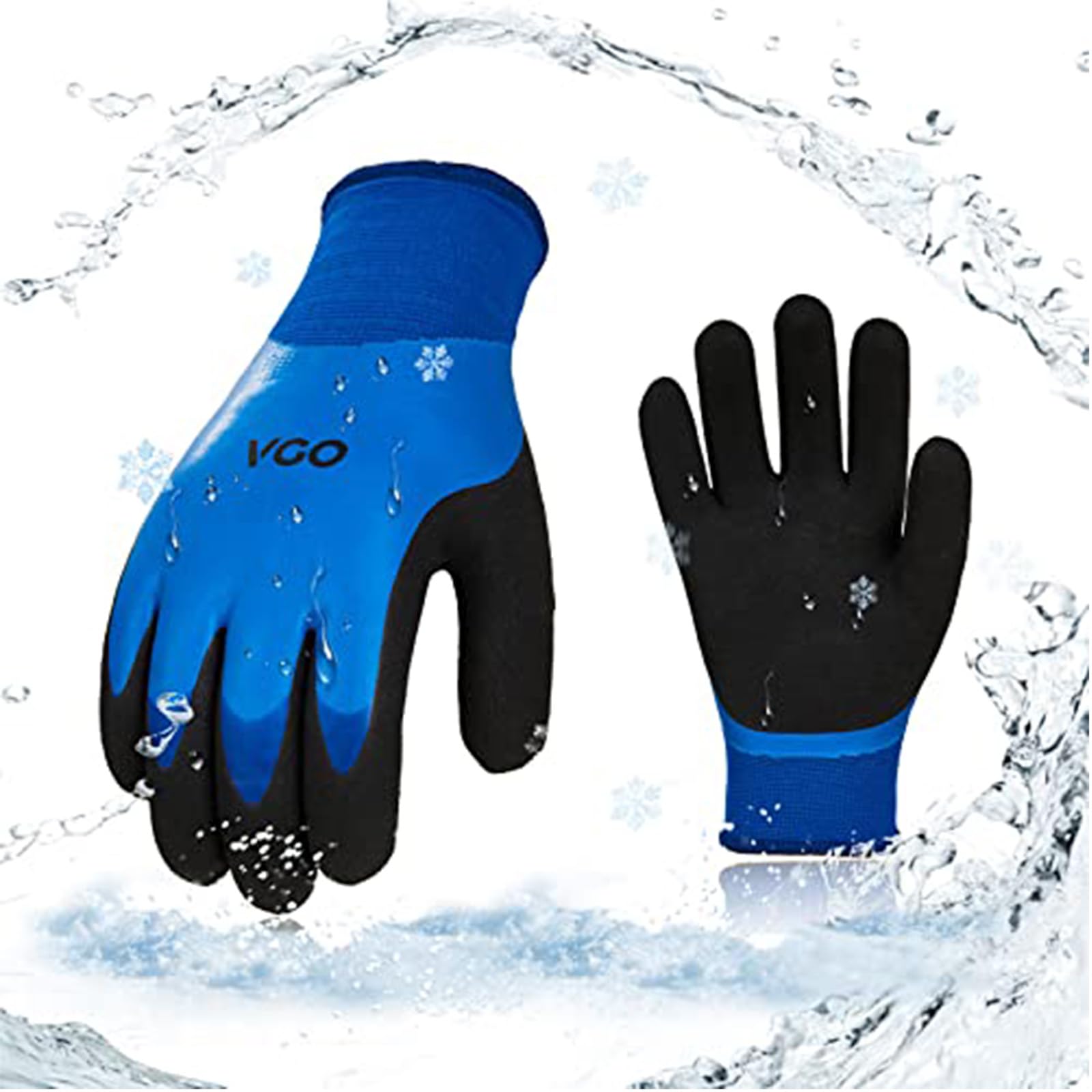 Vgo... Thermal Waterproof Work Gloves Winter Palm Latex for Freezer Gardening Digger Warehouse Delivery in Cold Weather, 1 pair — image 1