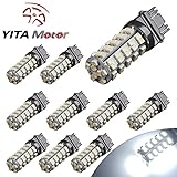 YITAMOTOR 10x 3157 68-SMD Brake Tail Stop Light Xenon White LED Bulbs T25 3057 3457 4157