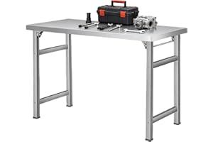 36x24 Stainless Steel Folding Table, Commercial Prep Table, Heavy-Duty Single Tier Metal Table, Portable Workstation with Adj