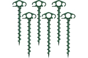 COBARYEN Tent Stakes Sand Stakes for Beach Tent 6 Pack Spiral Anchor Stakes 9.4 Inch Heavy Duty Screw Canopy Stakes for Camping, Hiking and More (6, Green)