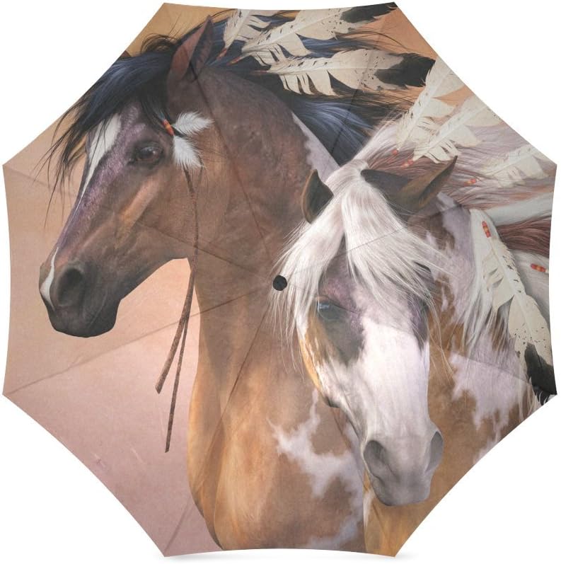 Lovers/Wife/Husband Gifts Native American Indian Horse 100% Fabric And Aluminium Foldable High-quality Umbrella
