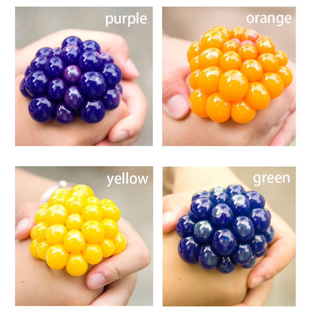 POPLAY Mesh Squishy Ball/Vent Toys/Slime Stress Ball/Anti Stress Toys,Grape Ball,4 PCS