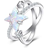 TIGER RIDER Star Ring Sterling Silver Opal Ring Star Jewelry for Women Birthday