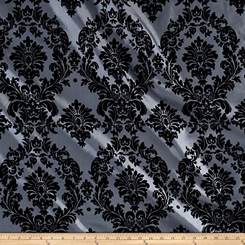 Ben Textiles Inc. Flocked Damask Taffetta Silver/Black