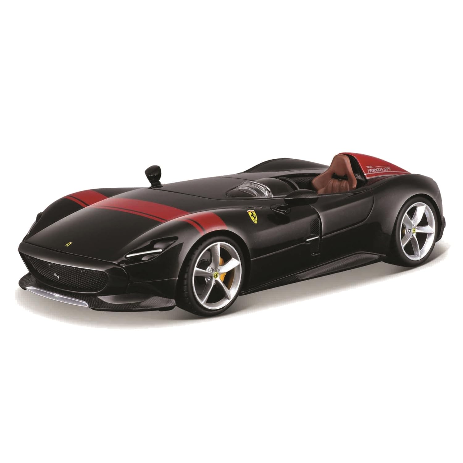 Bburago Ferrari Monza SP1 Model Car 1:24 Scale Ferrari Race & Play Series, Movable Door, Black/Red (18-26027BK)