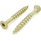100 Qty #8 x 1-5/8" Inch Tan Fence & Deck Screws | Torx Star Drive | Bit Included (SNG917)