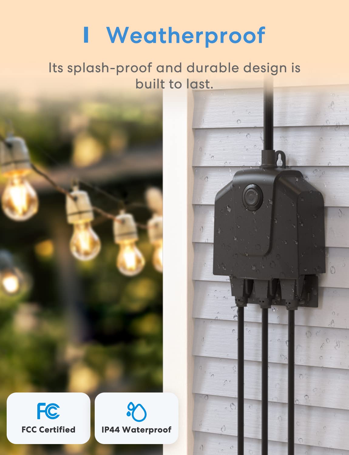 Outdoor Smart Plug, meross Outdoor Wi-Fi Outlet with 3 Independent Sockets Compatible with Apple Homekit, Alexa and SmartThings, Voice & Remote Control, Timer, 2.4 GHz only,Black - View 7