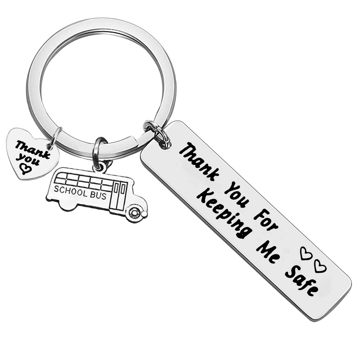 Bus Driver Gift Appreciation Gifts Thank You For Keeping Me Safe Key chain Keyring End of Year Gift Thank You Keyring Back to School Gift Bus Charm gifts Brithday Graduation Gift for Bus Driver